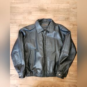 St John's Bay Black Leather Bomber Jacket